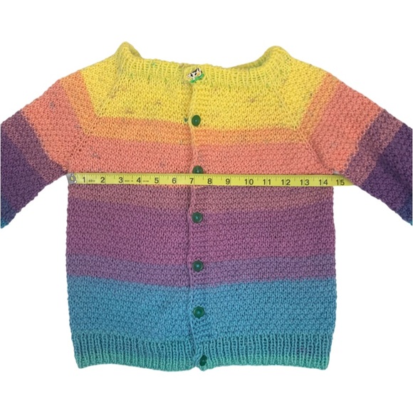 Charming Handmade Girl’s Knitted Long Sleeve Button Front Cardigan Sweater - Picture 9 of 13